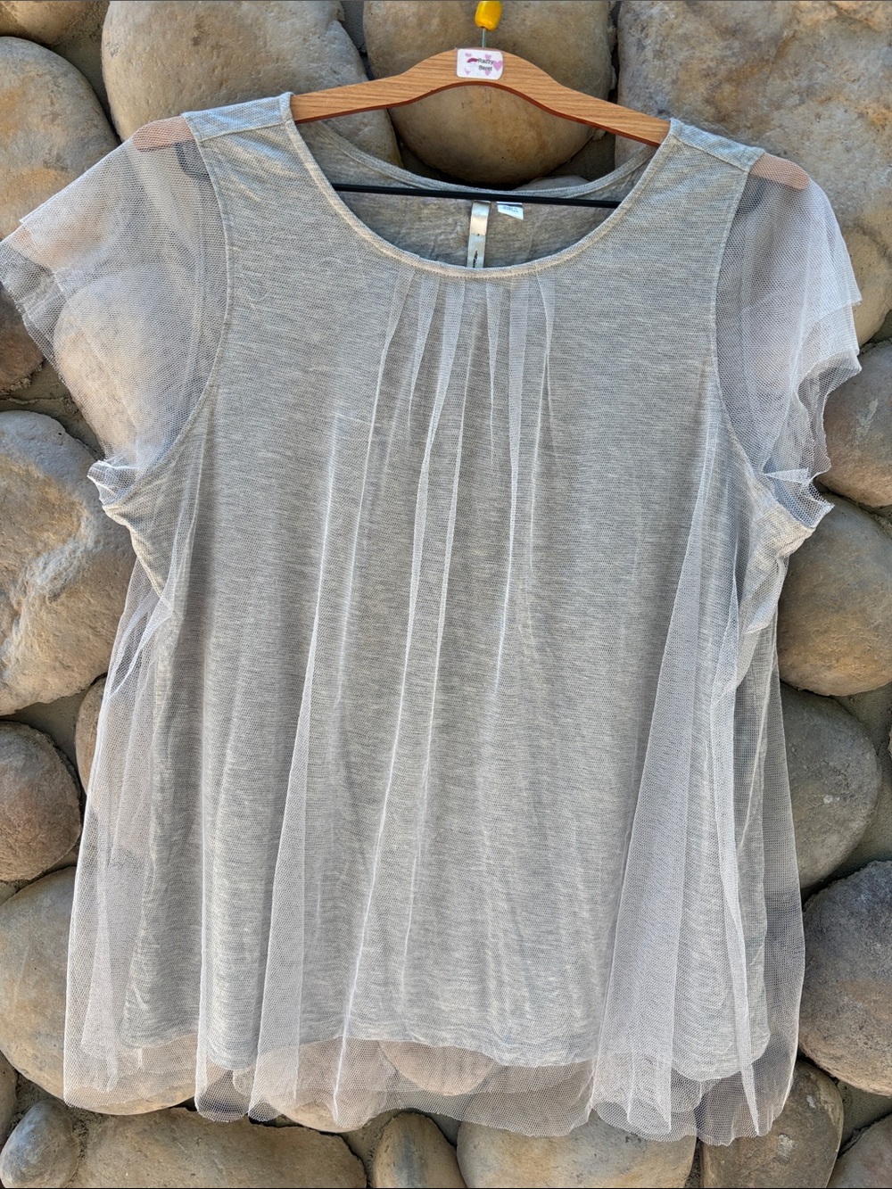LC Short Sleeve Tulle Top with Gray Tank Top